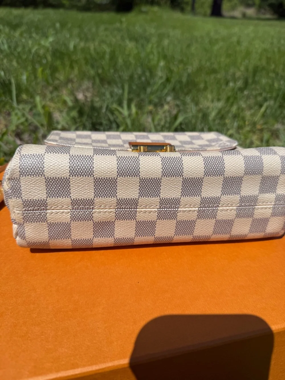 Louis Vuitton Damier Azur Canvas Satchel in Cream and Tan